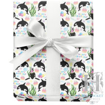 Orca Birthday Gift Wrapping Paper in White