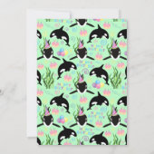 Orca Birthday Invitation in Green Kaart (Achterkant)