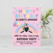 Orca Birthday Invitation in Pink Kaart (Staand voorkant)