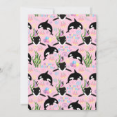 Orca Birthday Invitation in Pink Kaart (Achterkant)