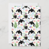 Orca Birthday Invitation in White Kaart (Achterkant)