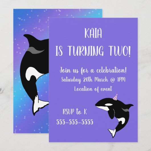 Orca Birthday Kaart (Voorkant / Achterkant)