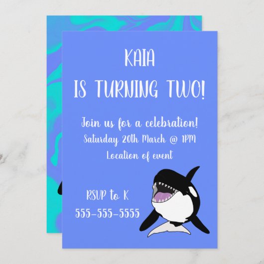 Orca Birthday Kaart (Voorkant / Achterkant)