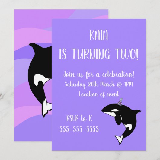 Orca Birthday Kaart (Voorkant / Achterkant)