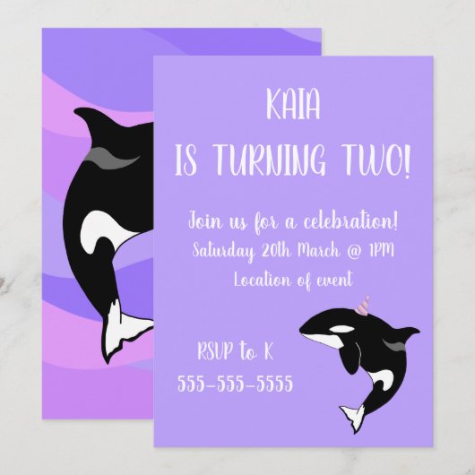 Orca Birthday Kaart (Voorkant / Achterkant)