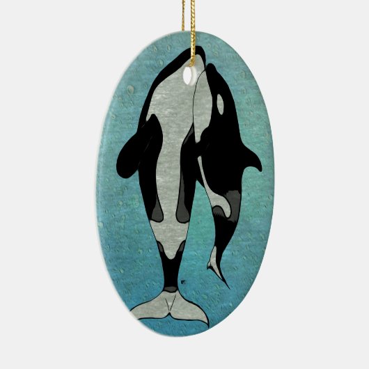 Orca Blue Keramisch Ornament (Rechts)