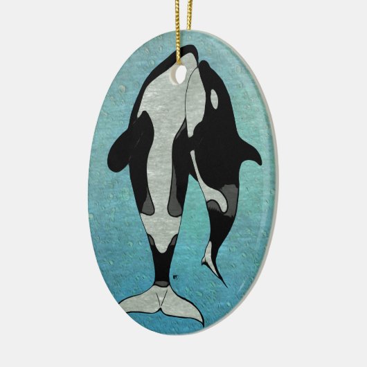 Orca Blue Keramisch Ornament (Links)