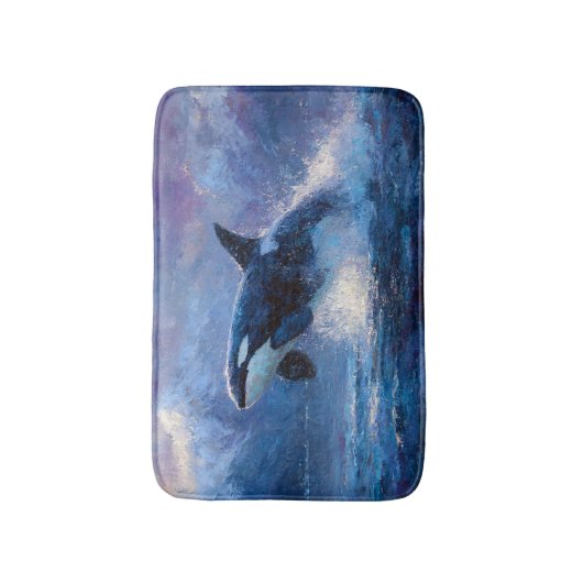 Orca Breaching Near Snowy Mountains Badmat (Voorkant Verticaal)