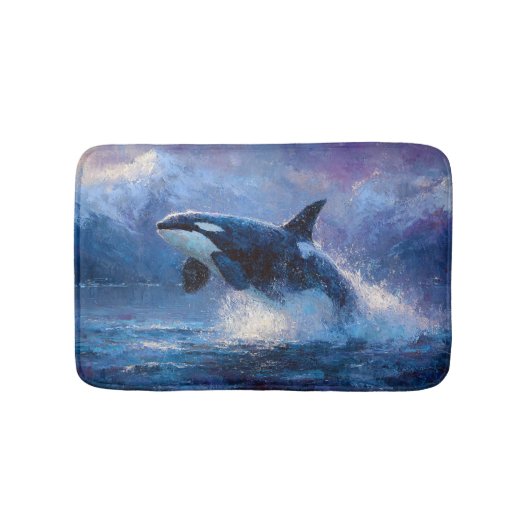 Orca Breaching Near Snowy Mountains Badmat (Voorkant)