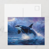 Orca Breaching Near Snowy Mountains Briefkaart (Voorkant / Achterkant)