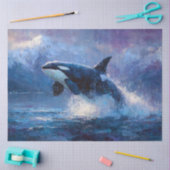 Orca Breaching Near Snowy Mountains Tissuepapier (Craft)