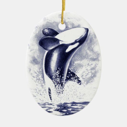 Orca Breiking Keramisch Ornament (Voorkant)