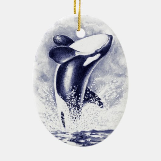 Orca Breiking Keramisch Ornament (Achterkant)