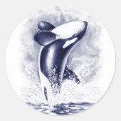 Orca Breiking Ronde Sticker (Voorkant)
