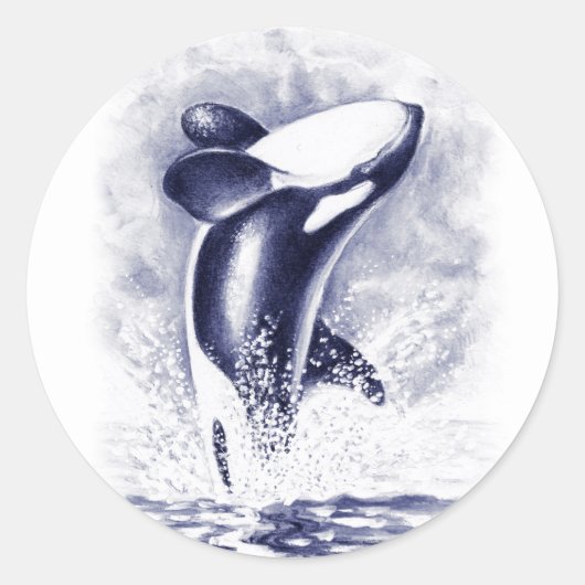 Orca Breiking Ronde Sticker (Voorkant)
