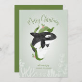Orca Christmas Flat Holiday Kaart (Voorkant / Achterkant)