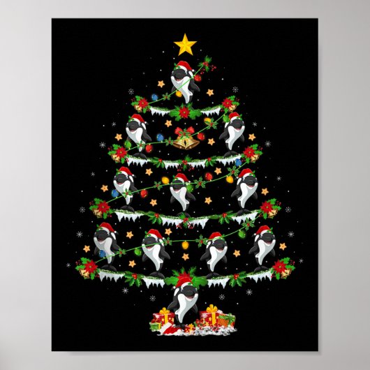 Orca Christmas Tree Lights Funny Sea Animal Orca W Poster (Voorkant)