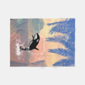 Orca die door een hart springt fleece deken (Voorkant (Horizontaal))