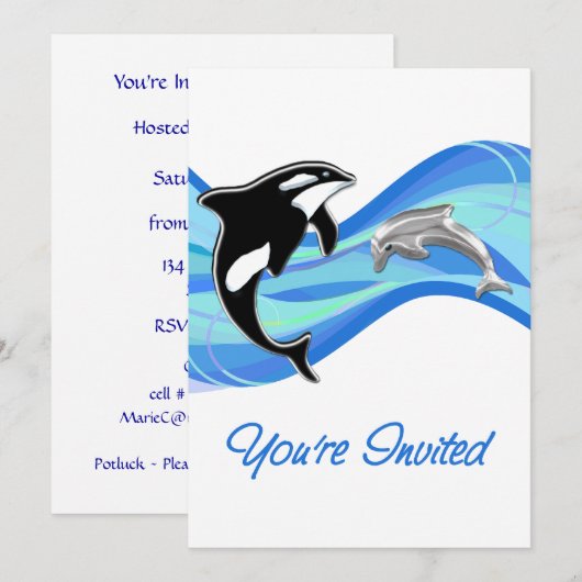 Orca & Dolphin in the Waves You've Kaart (Voorkant / Achterkant)