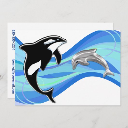 Orca en Dolphin in the Waves Kaart (Voorkant / Achterkant)