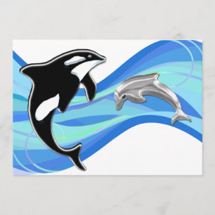 Orca en Dolphin in the Waves Kaart