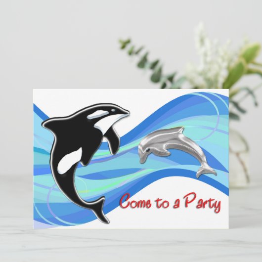 Orca en Dolphin in the Waves Kaart (Staand voorkant)