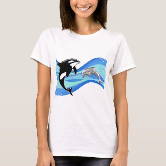 Orca en Dolphin in the Waves T-shirt (Voorkant)