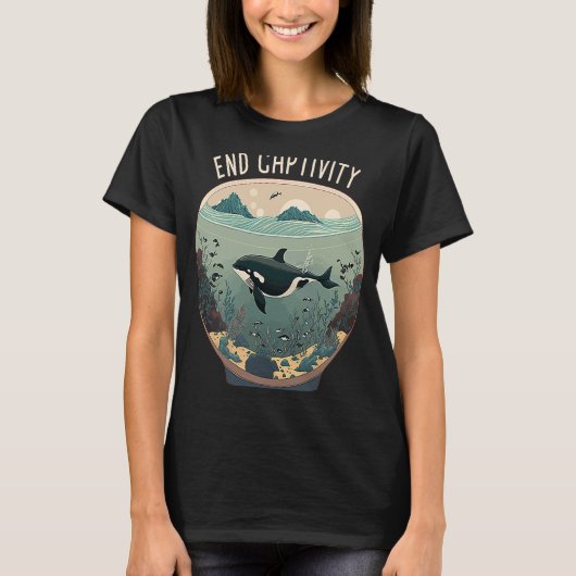 Orca End Captivity Free the Orcas Marine Protectio T-shirt (Voorkant)
