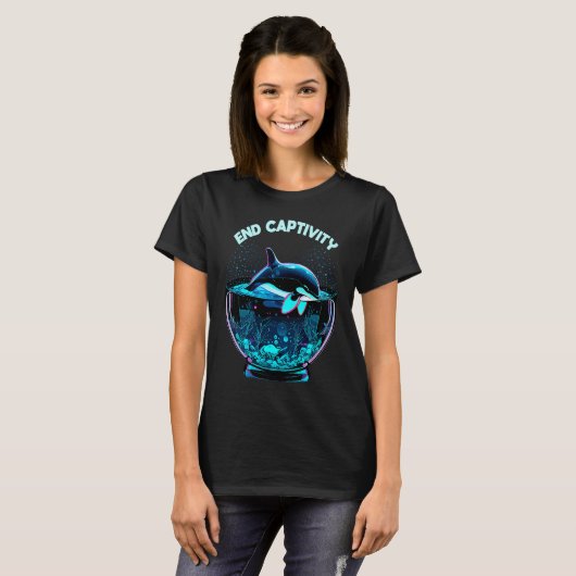 Orca End Captivity Free The Orcas Marine Protectio T-shirt (Voorkant volledig)