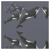 Orca Fabric Killer Personalized Whale Art Fabric Stof (Close Up)