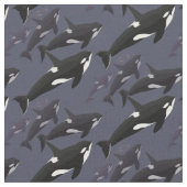 Orca Fabric Killer Whale Art Natural Linen Fabric Stof (Close Up)