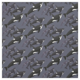 Orca Fabric Killer Whale Art Natural Linen Fabric Stof