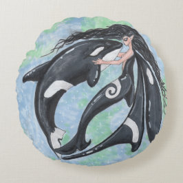 Orca Faery Pixie Killer Whale Yin Yang Rond Kussen
