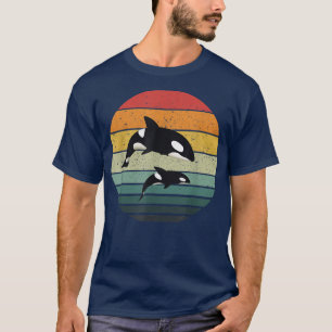 Orca Familie Vintage Retro Kunst, Moordenaarwalvis T-shirt