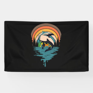 Orca Family Retro Art, Killer Whale Family Spandoek