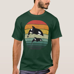 Orca Family  Retro Art, Killer Whale Family T-shirt