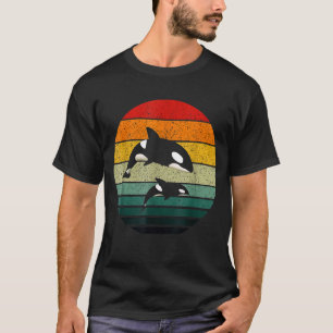 Orca Family Retro Art Killer Whale Family T-shirt