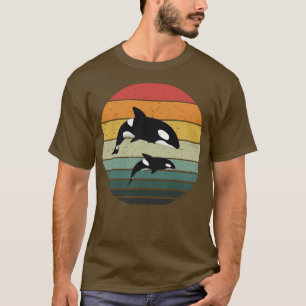 Orca Family  Retro Art, Killer Whale Family T-shirt