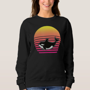 Orca Family Retro Art Killer Whale Family Trui