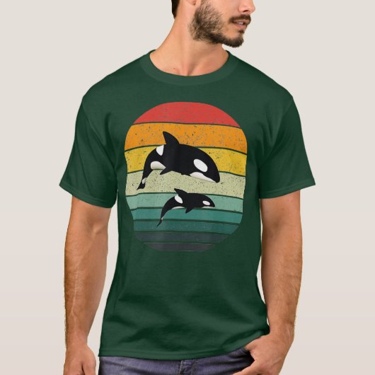 Orca Family  Retro Art Killer Whale T-shirt (Voorkant)