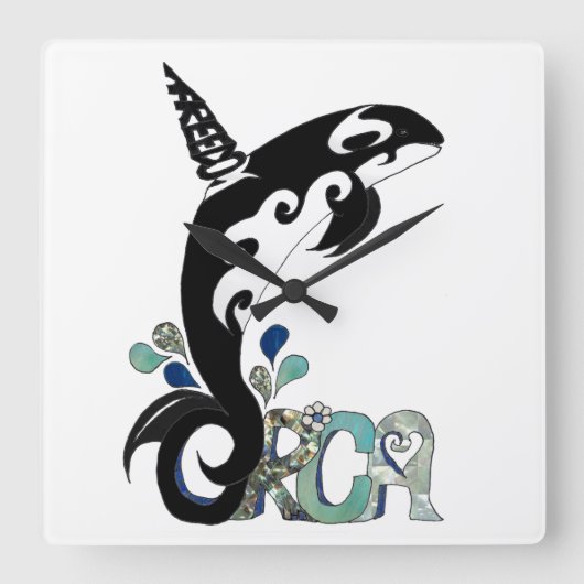 Orca Freedom Art Vierkante Klok (Voorkant)