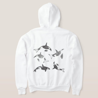 Orca Full Zip Up Grunge Back Design Hoodie