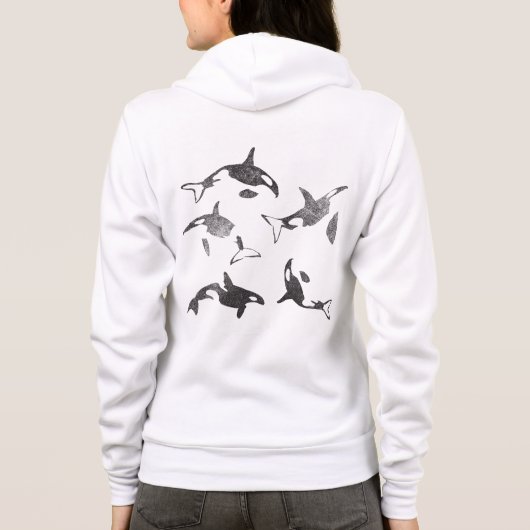 Orca Full Zip Up Grunge Back Design Hoodie (Achterkant)