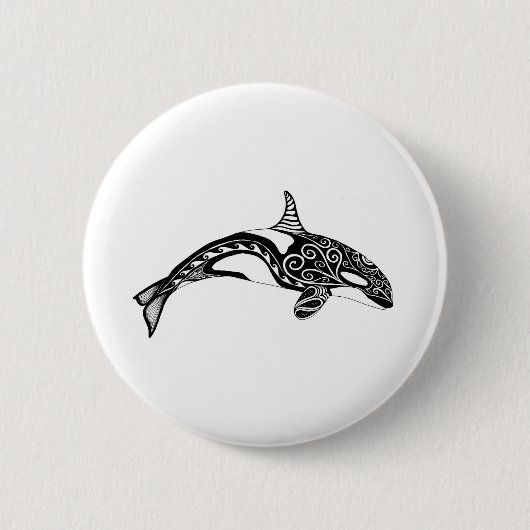 Orca - Handtekening - zwart en wit Ronde Button 5,7 Cm (Voorkant)