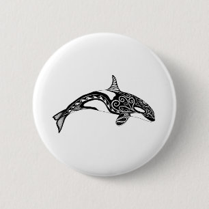 Orca - Handtekening - zwart en wit Ronde Button 5,7 Cm