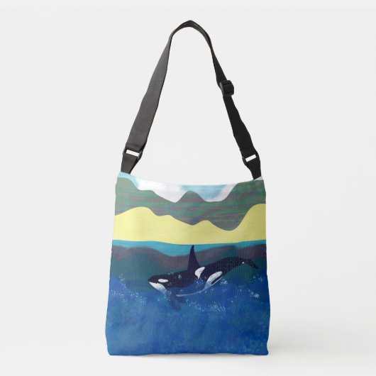 Orca in de glanzende oceaan crossbody tas (Voorkant)