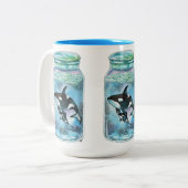 Orca in de pot tweekleurige koffiemok (Voorkant links)