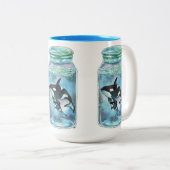Orca in de pot tweekleurige koffiemok (Voorkant rechts)
