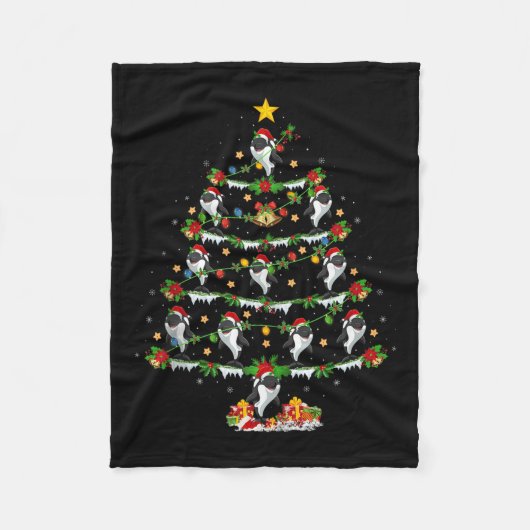 Orca Kerstboom Lichtjes Funny Zee Dier Orca W Fleece Deken (Voorkant)