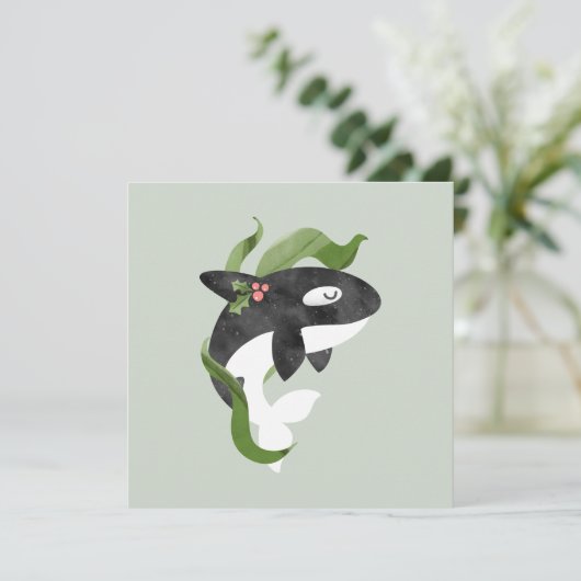 Orca Kerstfeestdag Kaart (Staand voorkant)